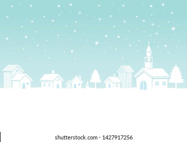 Vector Illustration Of The Town In Winter