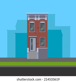 vector illustration of townhouse in flat polygonal style
