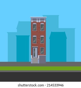 vector illustration of townhouse in flat polygonal style