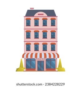 Vector illustration of townhouse and store buildings flat and front view isolated on white background for your design