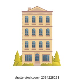 Vector illustration of townhouse and store buildings flat and front view isolated on white background for your design