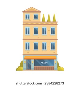 Vector illustration of townhouse and store buildings flat and front view isolated on white background for your design