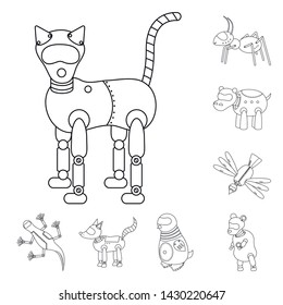 Vector illustration of toy and automation logo. Set of toy and science vector icon for stock.