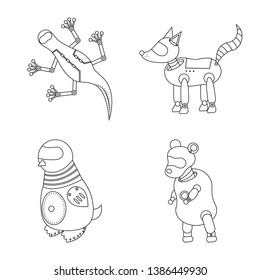 Vector illustration of toy and automation sign. Set of toy and science stock vector illustration.