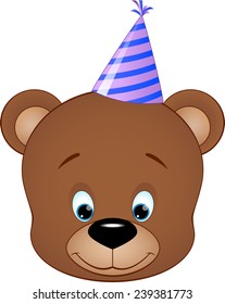 Vector illustration, toy bear in a cap
