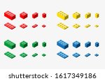 A vector illustration of of toy bricks in red, yellow, blue and green colors on white background