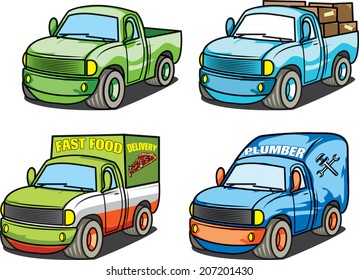 Vector illustration of toy Business trucks