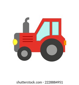Vektorgrafik eines Spielzeugautos im flachen Stil. Symbol einer Zugmaschine. Logo-Design