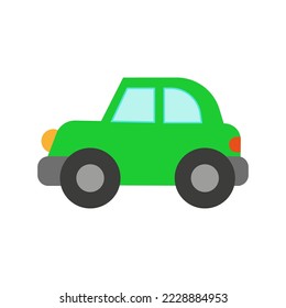 Ilustración vectorial de un coche de juguete en un estilo plano. Icono de un coche verde. Diseño de logotipo