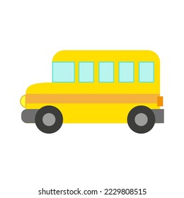 Vector illustration of a toy car in a flat style. Icon of a school bus. Logo design