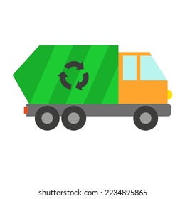 Vector illustration of a toy car in a flat style. Icon of a garbage truck. Logo design