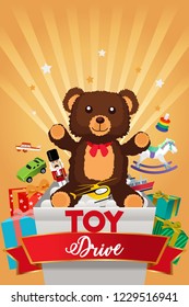 A Vector Illustration Of Toy Drive Brochure