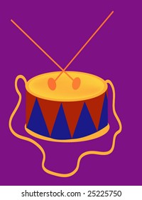 vector illustration of toy drum on lilac background