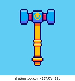 Vector Illustration of Toy Hammer with Pixel Art Design, perfect for game assets themed designs