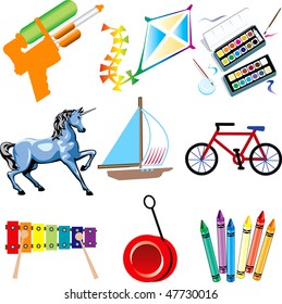 Vector Illustration of Toy Icons Isolated.