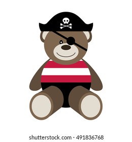 Vector illustration of a toy pirate bear on a white background