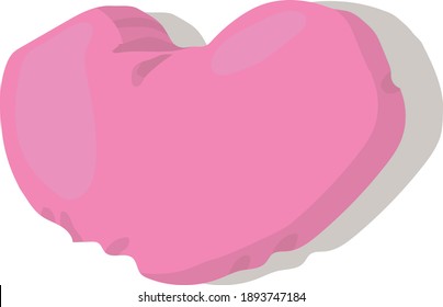 Vector, illustration, toy,, plush, pink, heart, pillow, cute, beautiful, gift, souvenir, holiday, Valentine's Day.