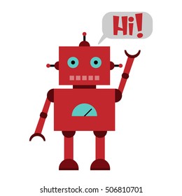 Vector illustration of a toy Robot with text HI!
