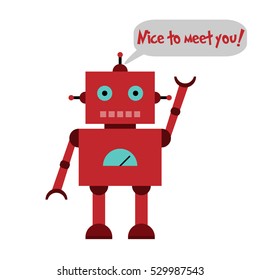 Vector illustration of a toy Robot with text Nice to meet you!