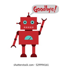 Vector illustration of a toy Robot with text Goodbye!