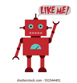 Vector illustration of a toy Robot and text LIKE ME!