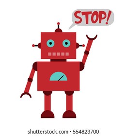 Vector illustration of a toy Robot and text STOP!