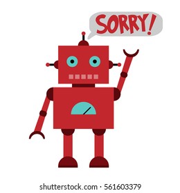 Vector illustration of a toy Robot and text SORRY