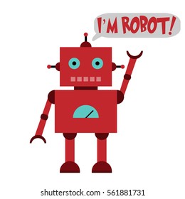 Vector illustration of a toy Robot and text I'M ROBOT