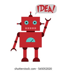 Vector illustration of a toy Robot and text IDEA!
