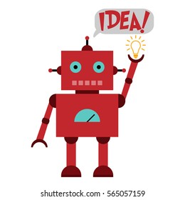 Vector illustration of a toy Robot and text IDEA!