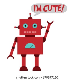 Vector illustration of a toy Robot and text I'M CUTE !