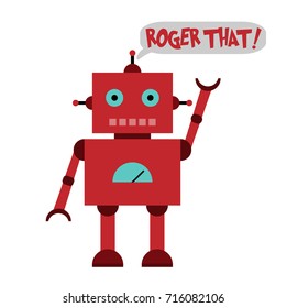 Vector illustration of a toy Robot and text ROGER THAT!