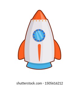 Vector illustration of toy rocket on white background
