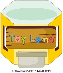 A vector illustration of a toy shop