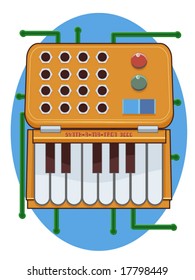 vector illustration of a toy synthesizer keyboard