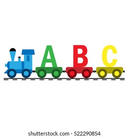 Vector illustration of a toy train with ABC letters