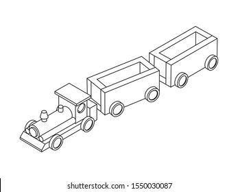 Vector illustration of a toy train with carriages isolated on white background
