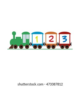 Vector illustration of a toy train with numbers one two three