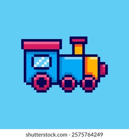 Vector Illustration of Toy Train with Pixel Art Design, perfect for game assets themed designs