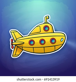 Cute Yellow Submarine Release Torpedo Cartoon Stock Vector (Royalty ...