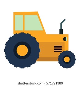 Vector illustration of a toy yellow tractor on a white background