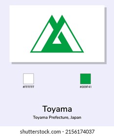 Vector Illustration of Toyama Prefecture flag isolated on light blue background. Toyama Prefecture flag with Color Codes. As close as possible to the original. ready to use, easy to edit.
