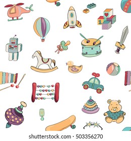 Vector illustration of toys seamless pattern