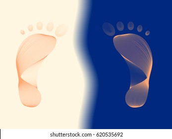 Vector illustration. Traces of human foot. Man s feet. Abstraction