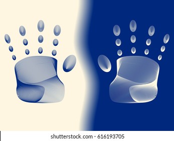 Vector illustration. Traces of human hands. The hand of man. Abstraction.