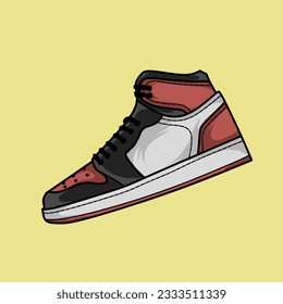 vector illustration of tracing shoe isolated on yellow and white background