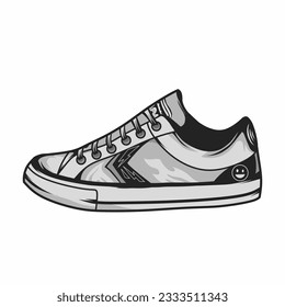 vector illustration of tracing shoe isolated on yellow and white background