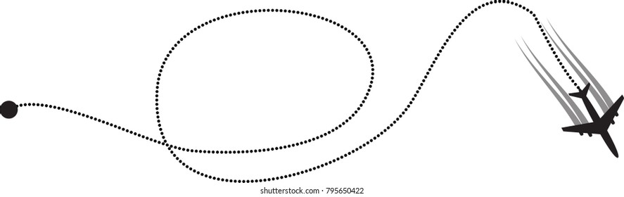 Vector illustration of track of plane on white background