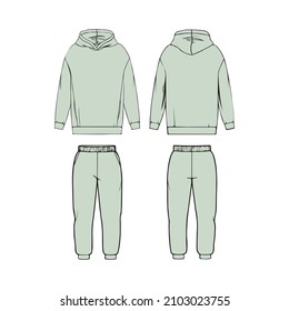 
Vector Illustration Of A Tracksuit On Both Sides. Pastel Colors. Icon. Clothes. Fashion. Pants. Hoodie. Design. Clothing Store