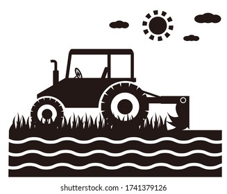 Vector illustration of tractor, car for farm work .